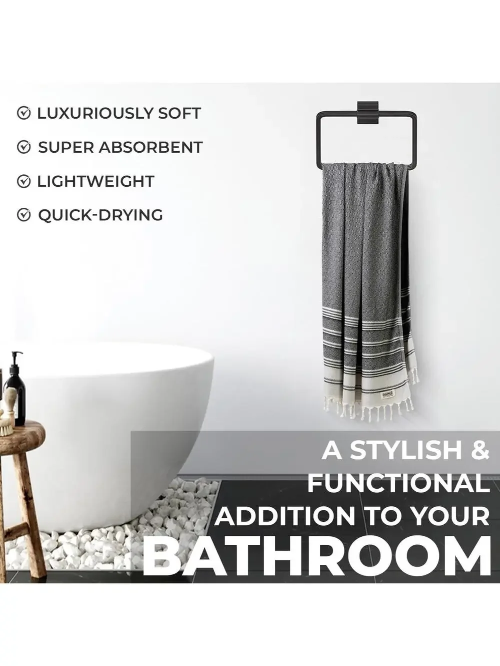 NWT DEMMEX Organic Diamond Turkish Bath & Beach Towel, 100% Oeko-Tex Cotton